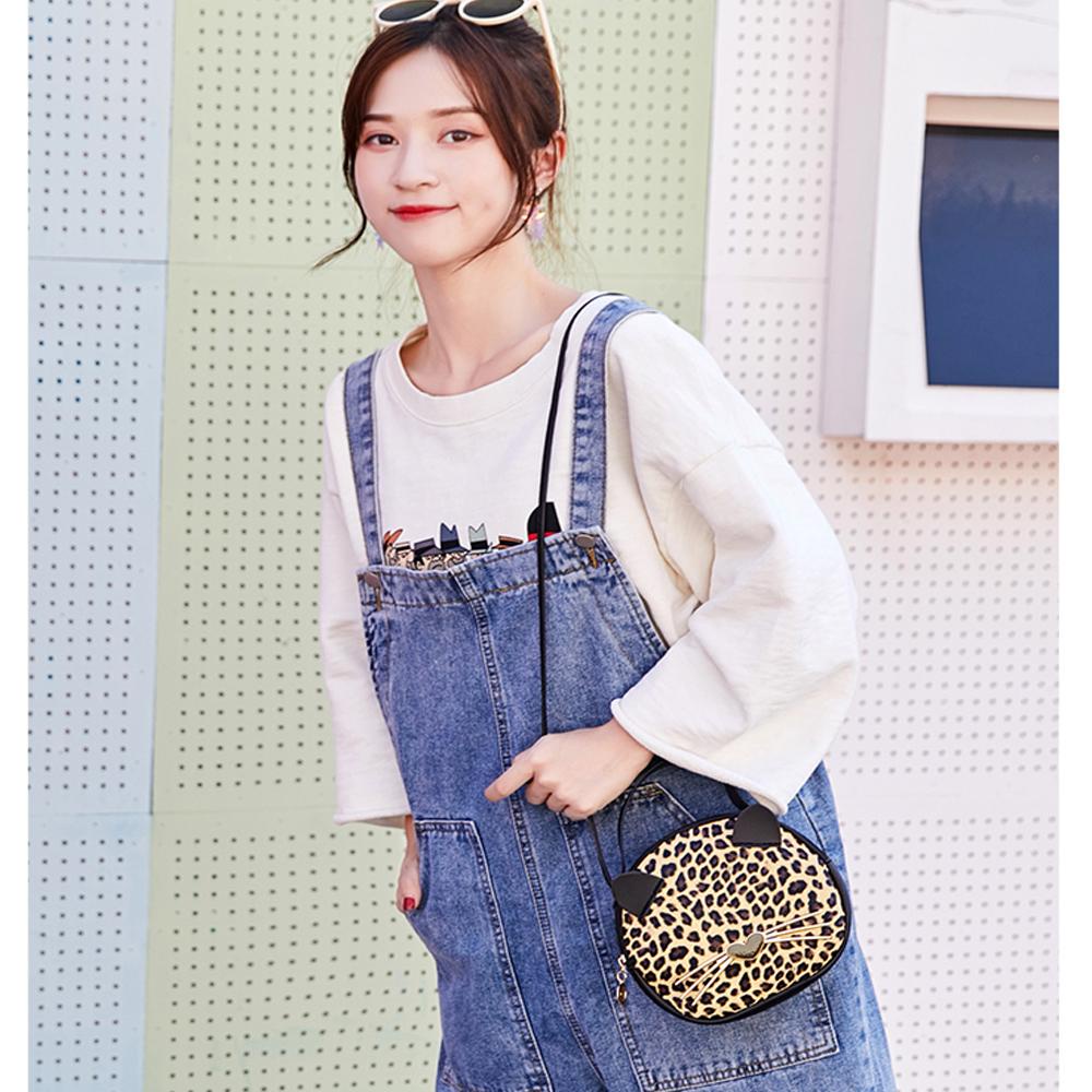 MIHAN1 Túi Đeo Chéo Họa Tiết Mèo Dễ Thương Thời Trang Cho Nữ