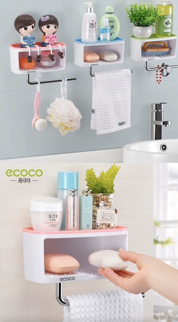 Kệ để đô nhà tắm dính cường lực siêu chắc ecoco