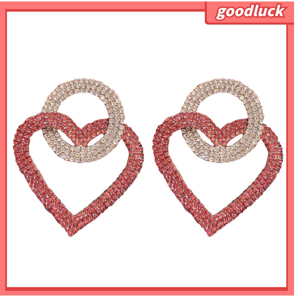 Bông Tai Hình Trái Tim Đính Đá Cho Nữ