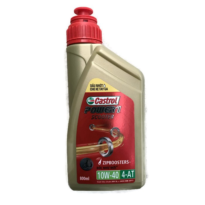 Dầu nhớt động cơ xe máy tay ga Castrol Power1 Scooter 10W-40 API SL, JASO MB (0,8L/1L)