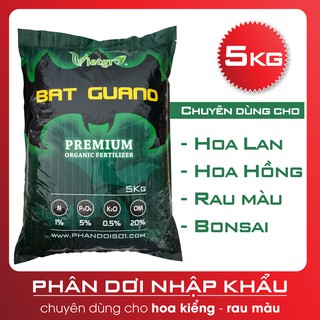 Phân dơi hữu cơ bat guano - 5kg - chuyên dùng cho hoa lan, hoa hồng, rau màu, bonsai