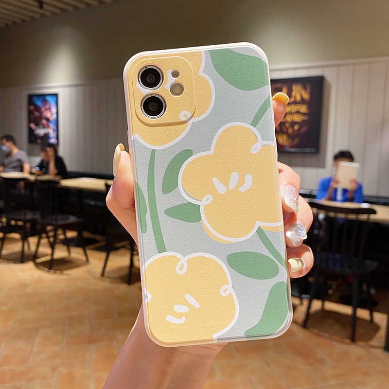Ốp lưng iphone Hoa Vàng cạnh vuông dẻo iphone 6splus/7/7plus/8/8plus/x/xr/xs/11/12/pro/max/plus/13promax e233