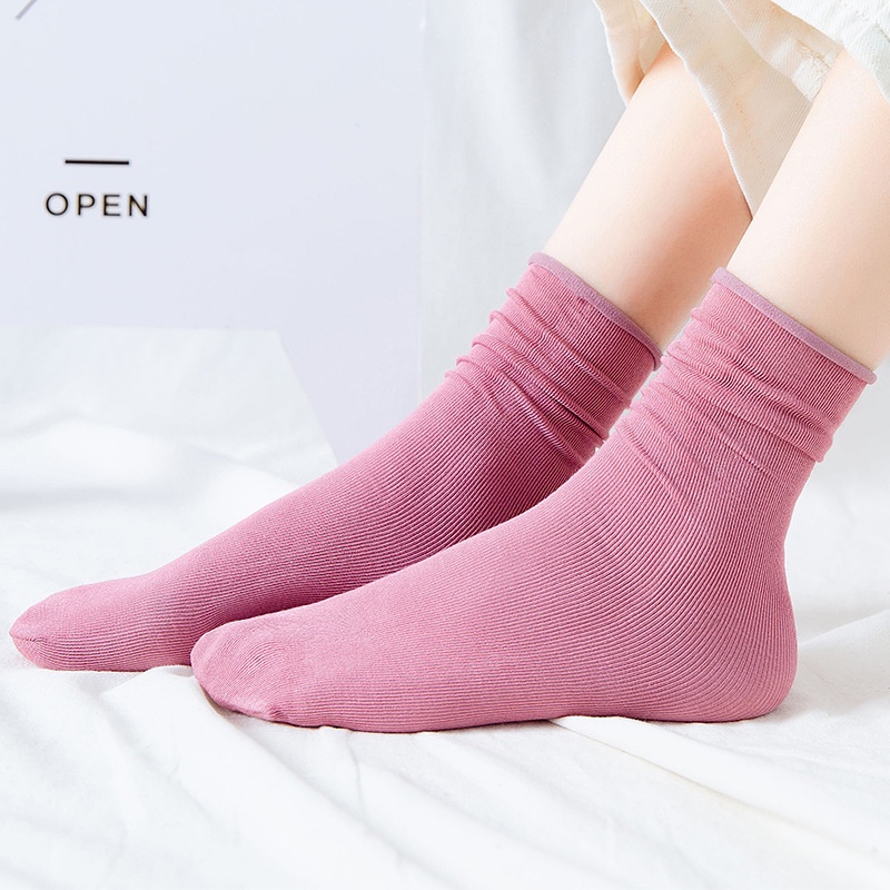 Tất vớ nữ nam cao cổ dài Nhún dễ thương hàn quốc đẹp Novset cổ cao nhún đủ màu trơn  [ TẤT NHÚN TRƠN ] [ MÃ A802 ]