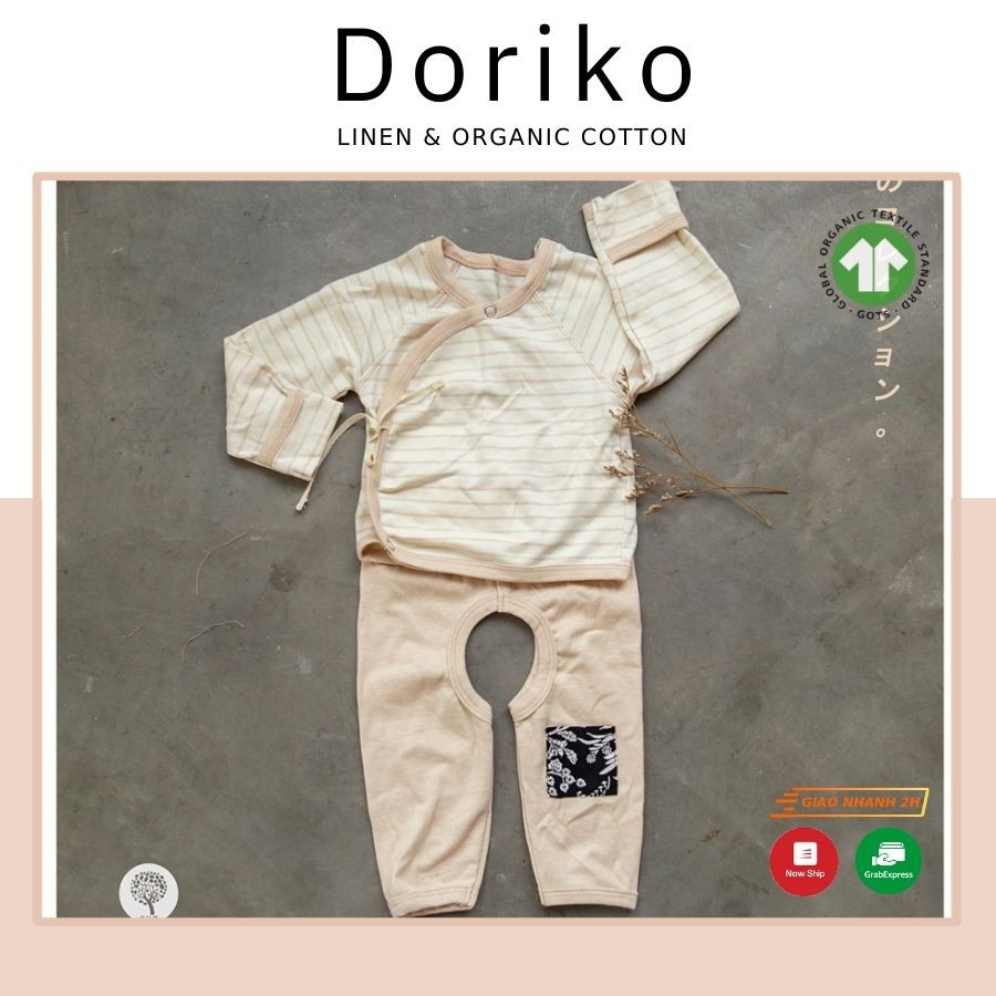 Ao Kimono và quần hở bỉm Organic cotton dành cho bé sơ sinh từ 0-6 month