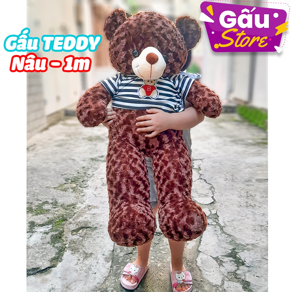 Gấu bông teddy 60cm - 80cm - 1m lông xoắn mềm mịn nhồi bông cao cấp (nhiều màu)