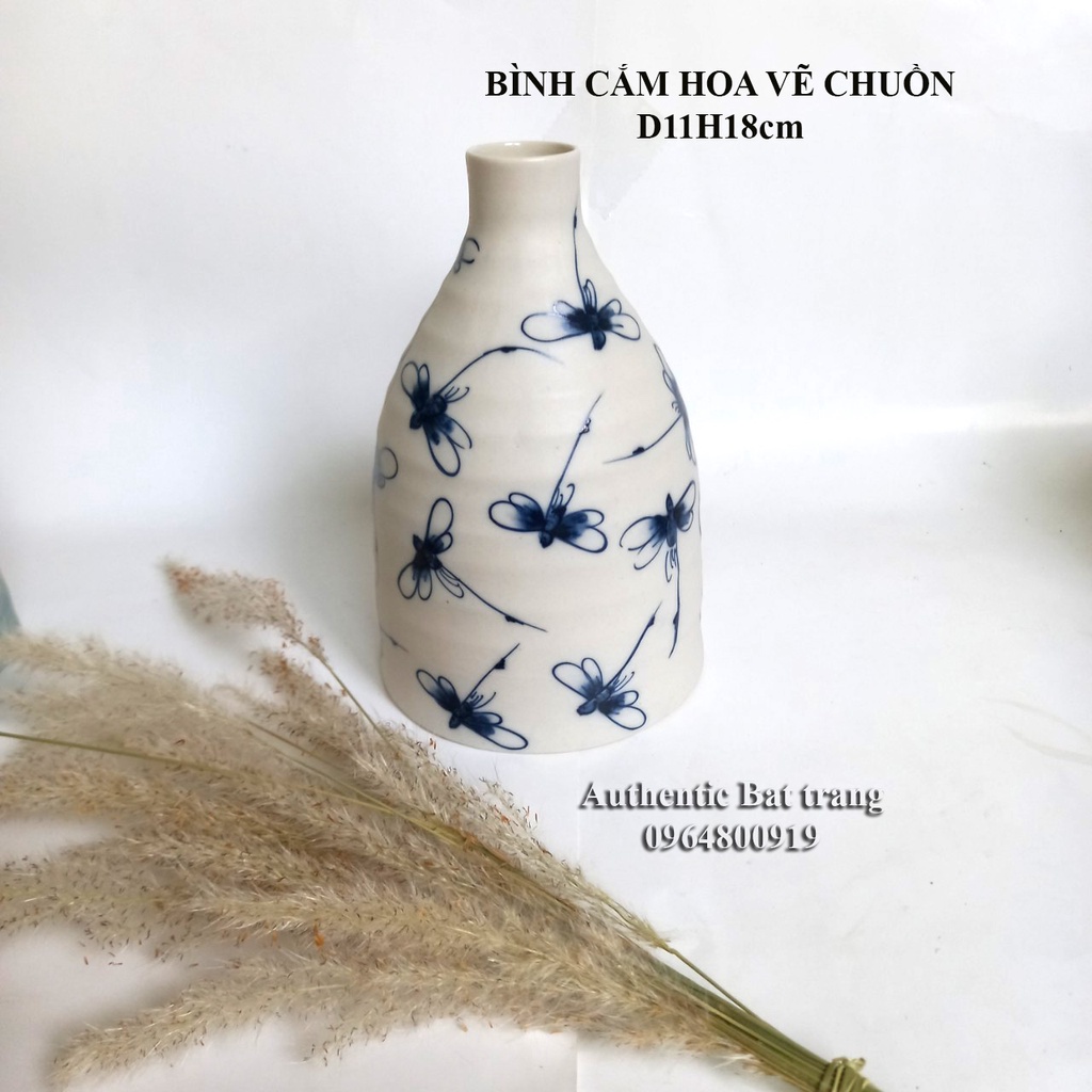 &quot;SIÊU XINH&quot; BÌNH CẮM HOA VẼ TAY THỦ CÔNG H14, H18cm, nhỏ xinh - trang trí nhà cửa tuyệt vời - Gốm sứ Authentic Bat trang