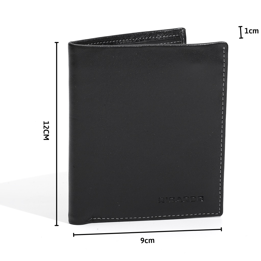 Ví Nam Da Bò Thật Đẳng Cấp Ricardo, Bóp Nam Da Kiểu Dáng Đứng Đựng Card,Đựng thẻ,Có Hộp Làm Quà Tặng - V102