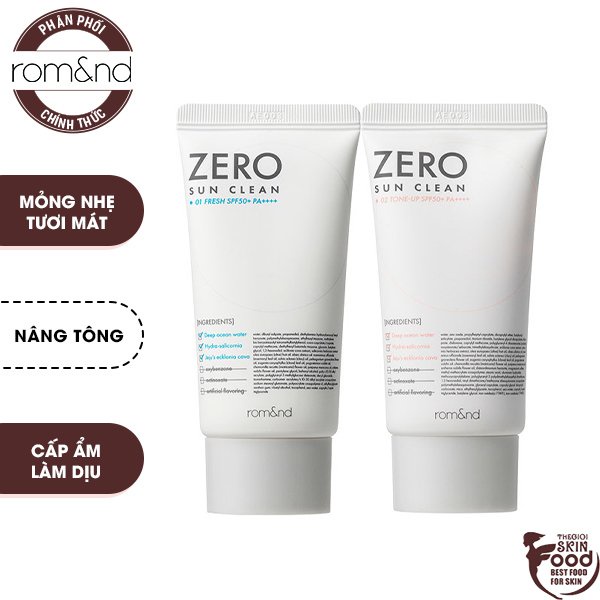 Kem Chống Nắng, Bảo Vệ Da Hiệu Quả Romand Zero Sun Clean SPF50+/PA++++ 50g