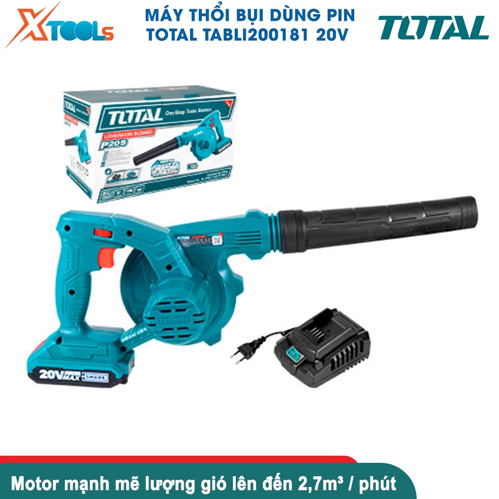 Máy thổi bụi dùng pin 20V TOTAL TABLI200181 kèm 1 pin 1 sạc, máy thổi lá cầm tay Điện thế pin 20V [CHÍNH HÃNG][XTOOLS]