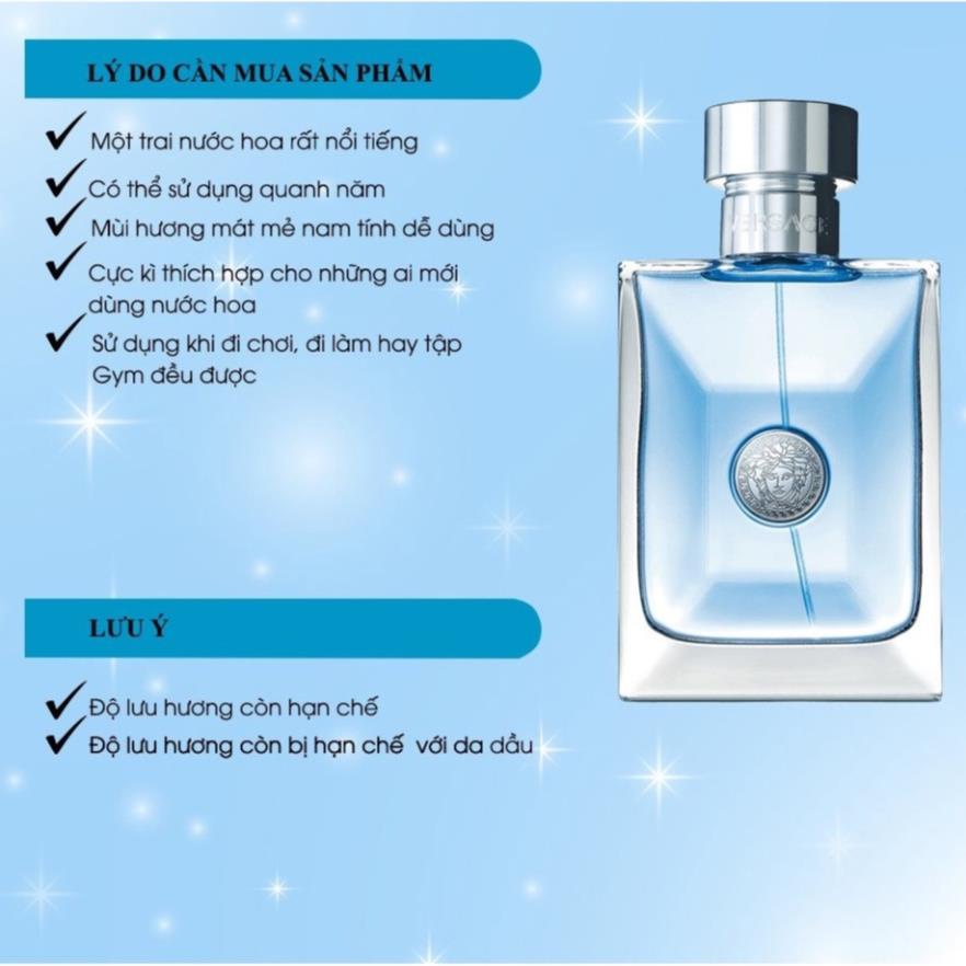 Nước hoa nam  Versace Pour Homme 100ml lưu hương lâu hương gỗ nồng nàn mạnh mẽ lịch lãm
