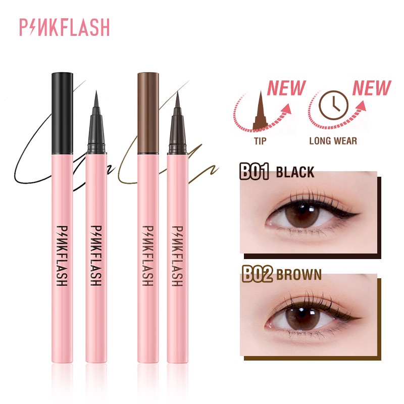 Bút kẻ mắt Pinkflash dạng lỏng nhanh khô màu đen màu nâu chất lì chống nước lâu trôi 30g