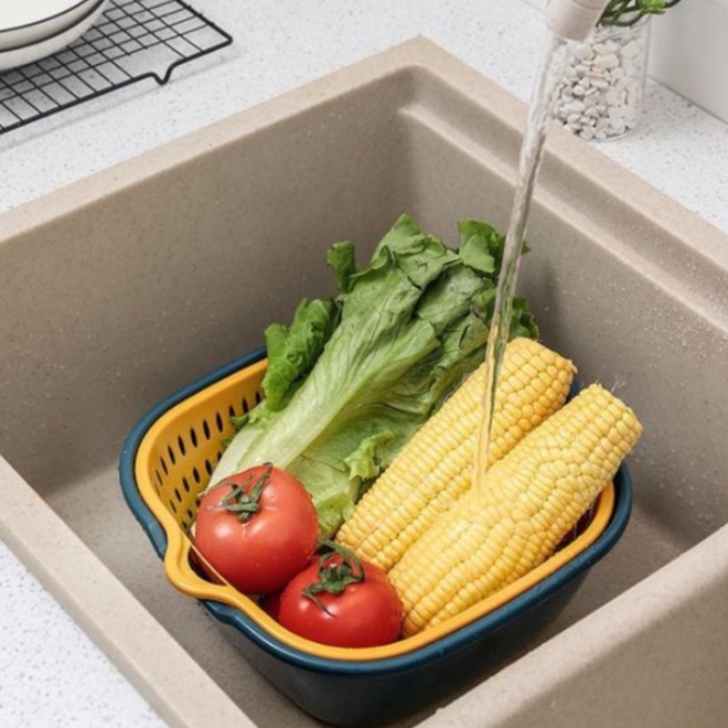 [Nội Trợ Thông Minh] Bộ 6 Thau Rổ Rửa Rau Củ Quả, Trái Cây, Đựng Đồ Đa Năng Bằng Nhựa Dày Dặn Sang Trọng