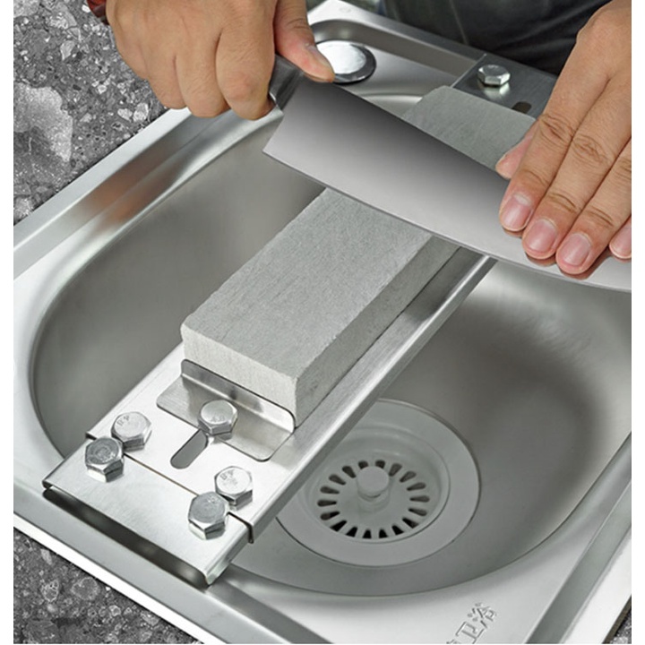 Giá đỡ đá mài dao inox 304 gắn bồn rửa bát, rửa chén chống trơn trượt phù hợp với hầu hết các bồn rửa- NNTM