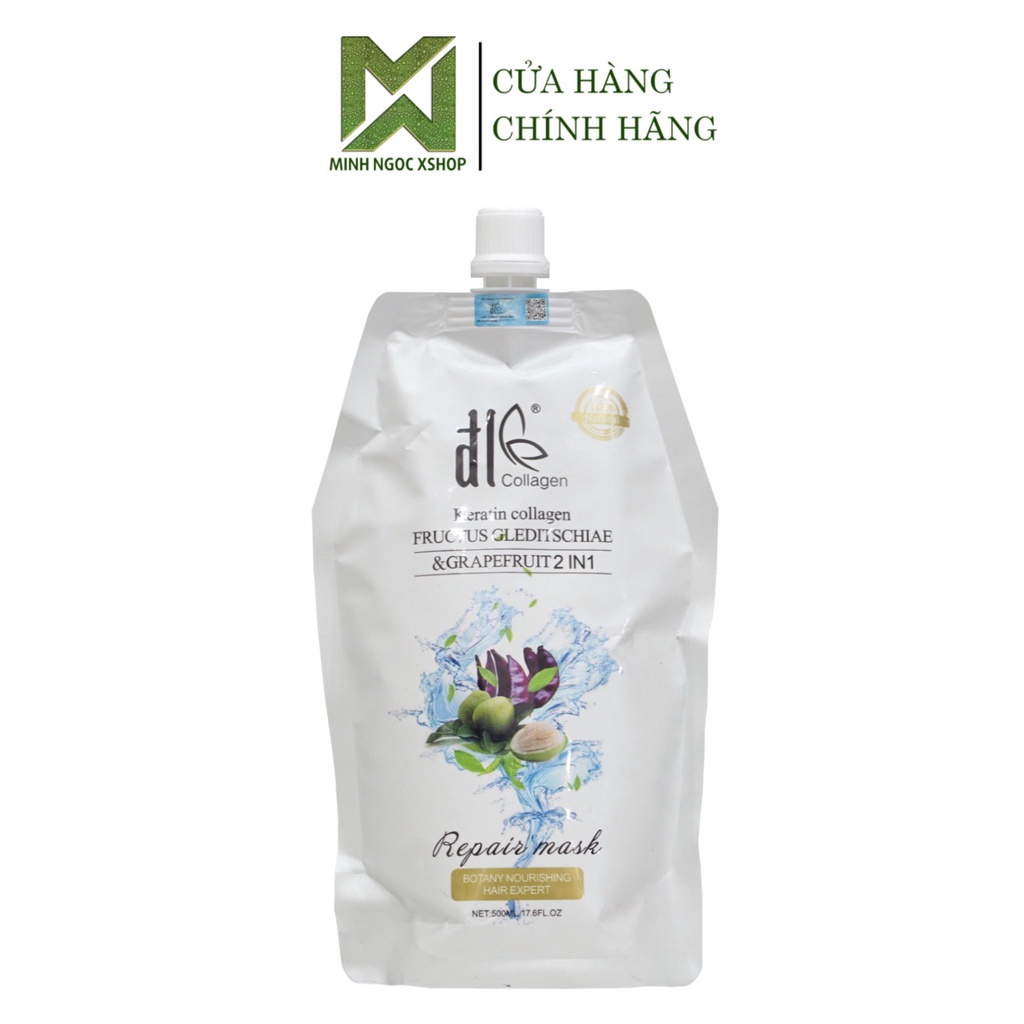 Kem ủ tóc bưởi bồ kết phục hồi chuyên sâu ĐL ĐLE Collagen Grapefruit 500ml