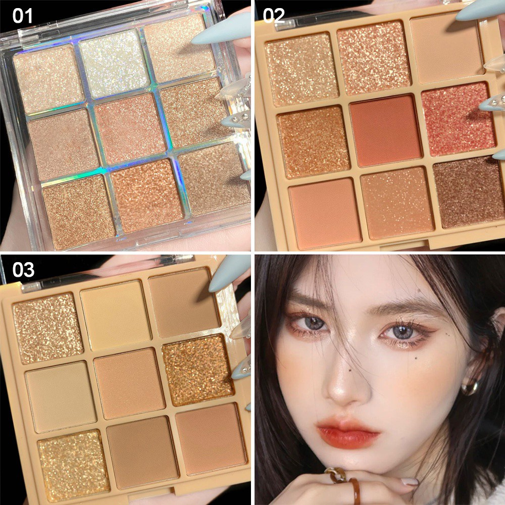 [Hàng mới về] Bảng phấn trang điểm mắt ánh nhũ ngọc trai lấp lánh lâu trôi chống thấm nước tỏa sáng dành cho làm đẹp