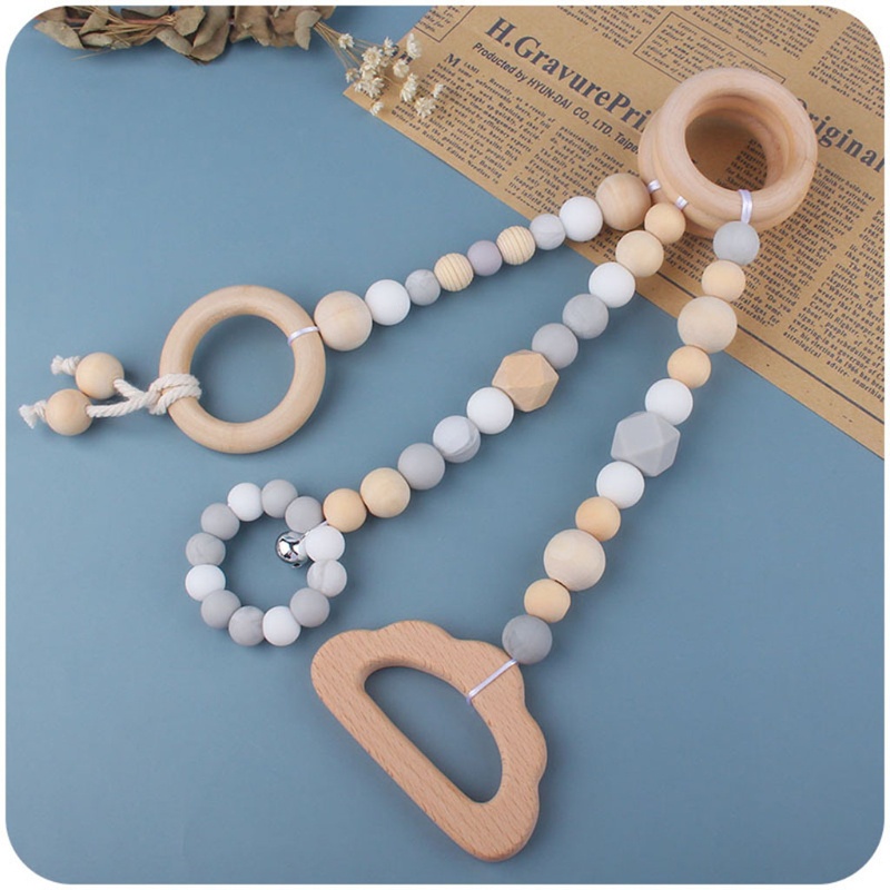 Bộ 3 Vòng Lục Lạc Silicone Treo Xe Đẩy Em Bé Sơ Sinh Mọc Răng