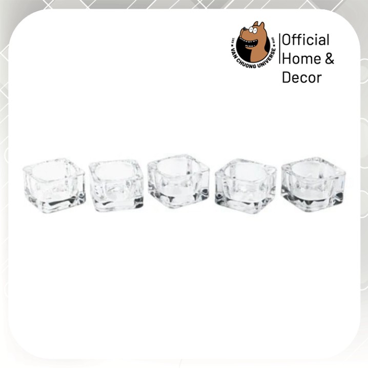 Set 5 chân nến thủy tinh để bàn trang trí nhà cửa phong cách retro Ikea cốc đựng nến chân nến trang trí chân nến decor