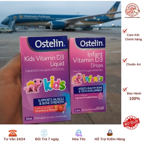 Vitamin D3 cho bé Vitamin D3 Liquid Ostelin D3 Drops Ostelin có Tem Chemist Xuất xứ Úc
