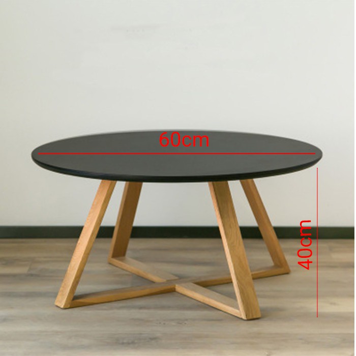 Bàn trà sofa gỗ hình tròn chân gỗ nghệ thuật, bàn trà gỗ thông minh phong cách bắc âu