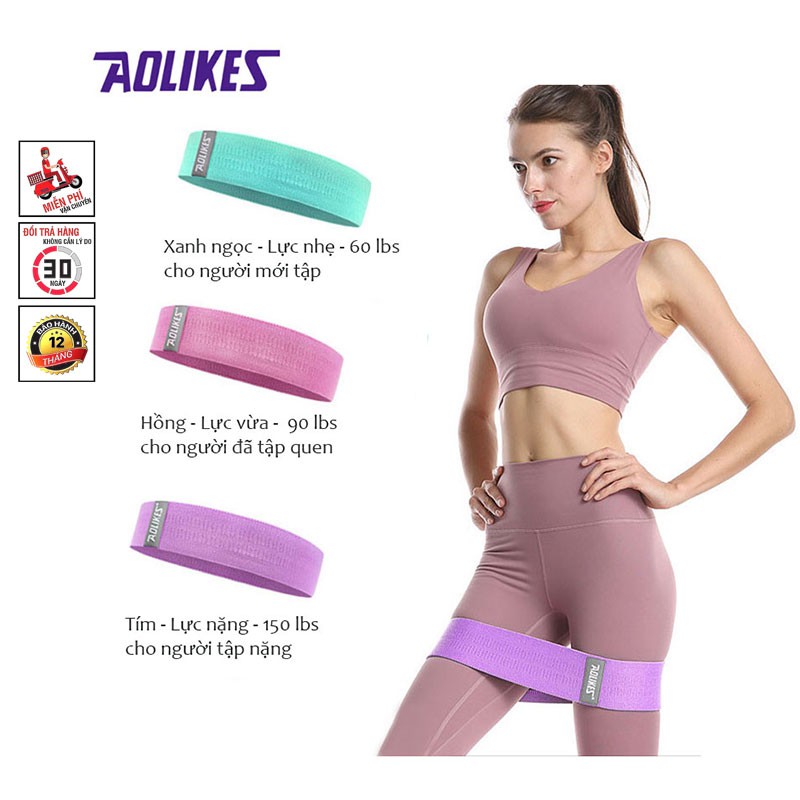 Dây Đàn Hồi Kháng Lực Tập Mông Miniband Aolikes Cao Cấp, Dây Đàn Hồi Tập Yoga Gym Bằng Vải Êm Mềm Chống Tuột
