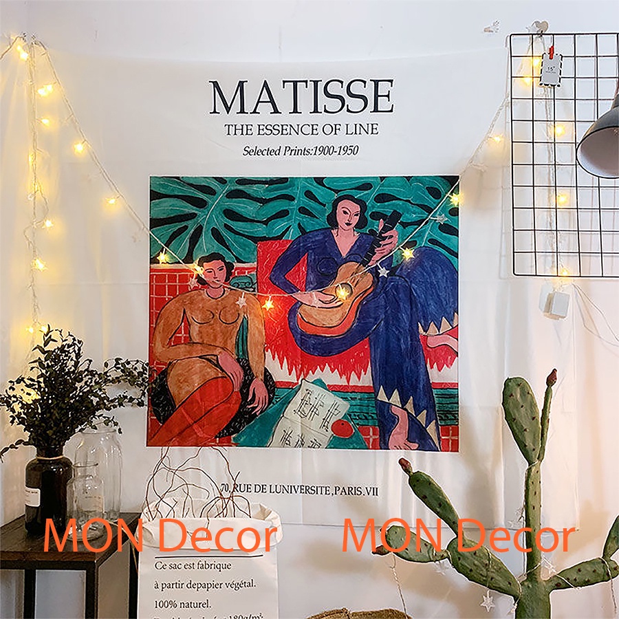 [TẶNG móc dán tường + đinh] Tranh vải trang trí phòng ngủ cô gái Matisse - tranh vải treo tường