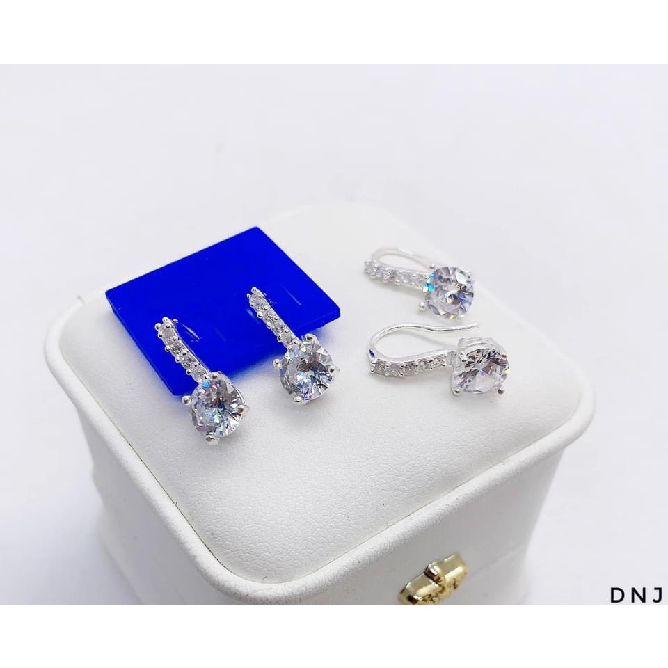 Bông tai nữ bạc thật hình móc câu đính đá nhỏ xinh - Kho sỉ bạc Nhất Linh