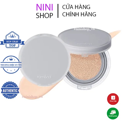 Phấn Nước Che Phủ Hoàn Hảo, Mỏng Nhẹ Tự Nhiên Romand NU Zero Cushion SPF24/PA++ 15g - Ninishop