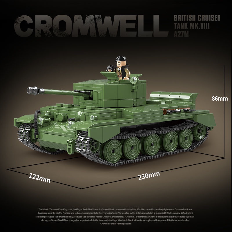 Đồ chơi giáo dục  Lắp ráp Mô hình xe tăng Quan Guan 100237 Cromwell MK.VIII Cruiser Tank A27 block