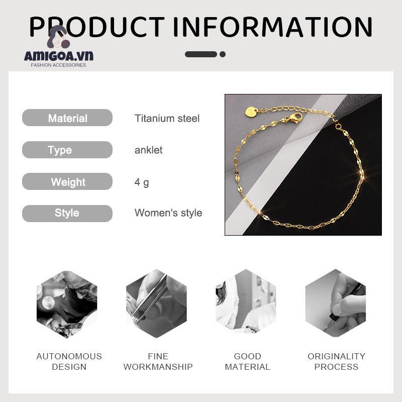 ✨✨Lắc Chân Bằng Thép Titan Mạ Vàng 18K Đơn Giản Không Phai Màu
