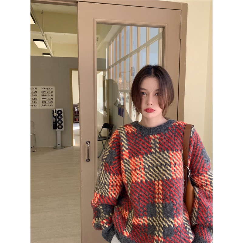 Áo Sweater Dáng Rộng Kẻ Sọc Kiểu Retro Thời Trang Mùa Thu Cho Nữ | BigBuy360 - bigbuy360.vn