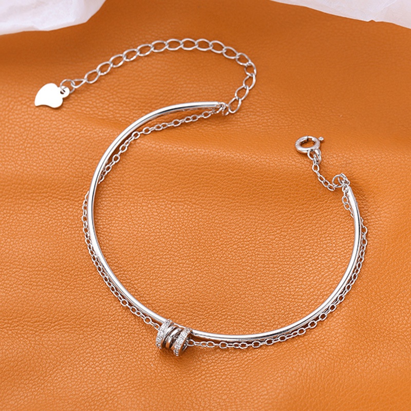 Vòng Tay Hai Lớp Đính Đá Zircon Lấp Lánh Thời Trang Cho Nữ