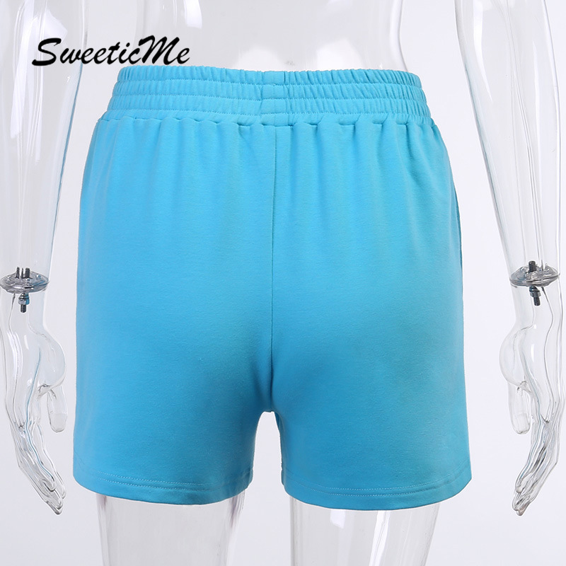 Quần Short Nữ Lưng Thun Màu Trơn In Chữ Tiếng Anh Sweeticme