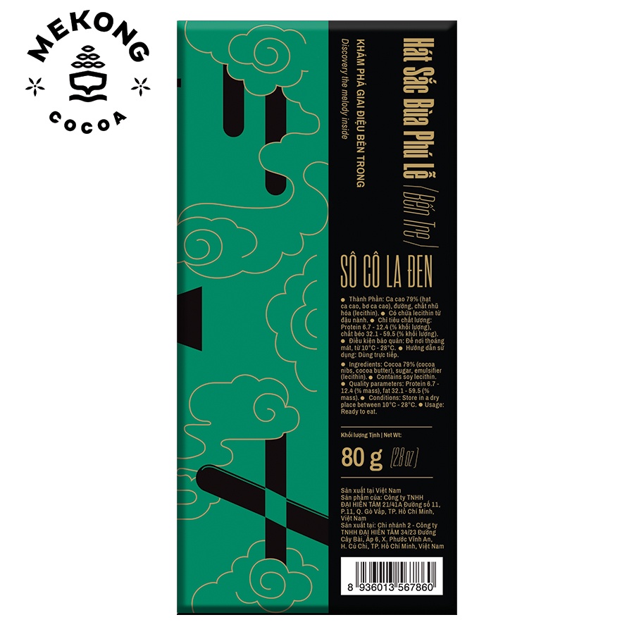 Socola Đen Nguyên Chất Bến Tre MEKONG COCOA 79% Cocoa Vị Đắng Vừa Thanh 80g - Dark Chocolate SCLD04