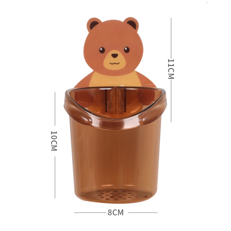 Cốc Gấu Dán Tường Đa Năng Để Đựng Bàn Chải Đánh Răng Có Lỗ Thoát Nước Tiện Lợi 🍁 Kệ Hộp Dán Tường Đựng Xinh Xắn Freeship YD