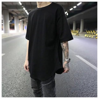 Áo thun tay lỡ Longtee basic, vạt bầu form rộng