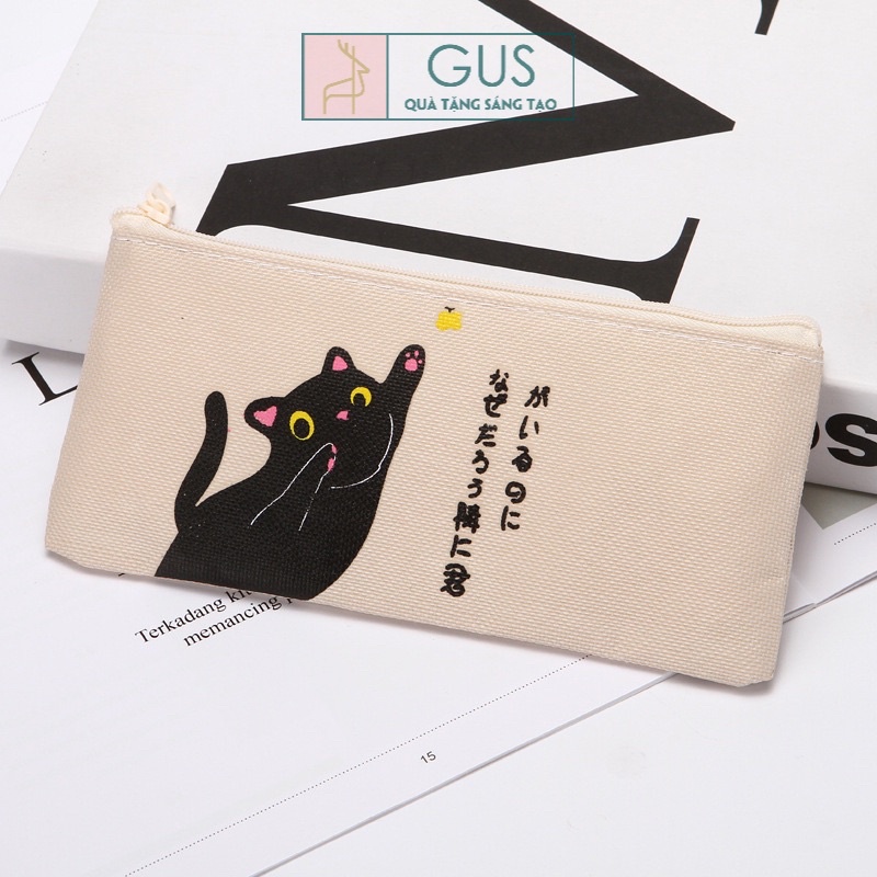 Túi bút mèo chất liệu vải canvas đựng bút Gusshop