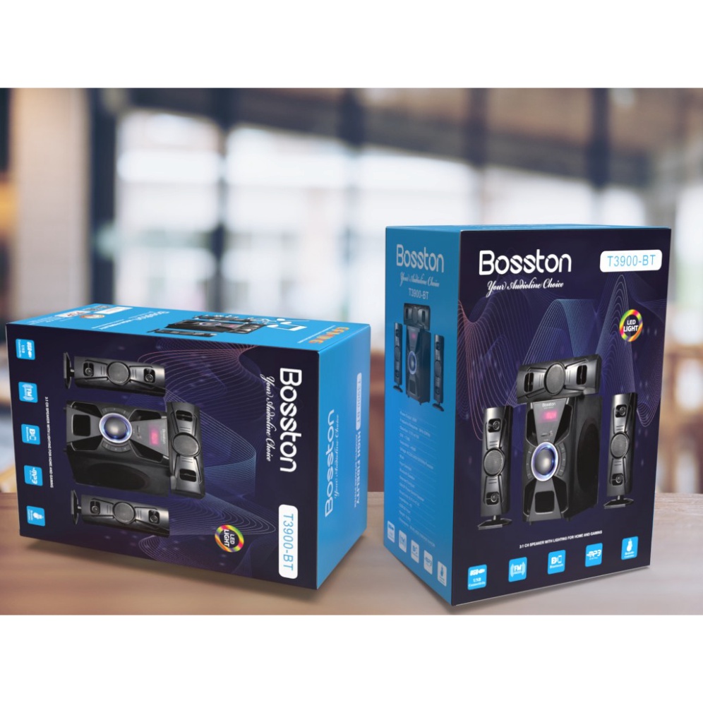 Loa vi tính 3.1 kiêm Bluetooth USB thẻ nhớ Bosston T3900-BT 60W led RGB 7 màu, nguồn 220V