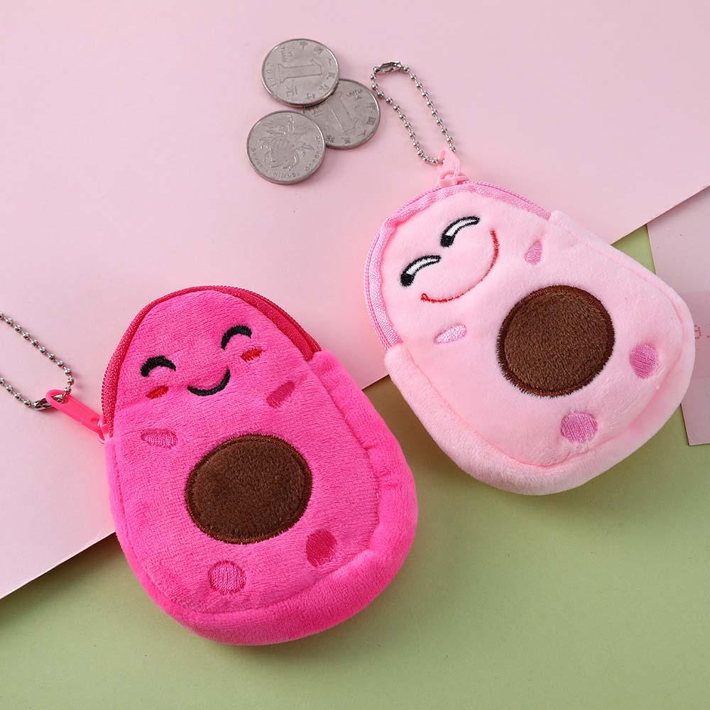 Ví Đựng Tiền Mini Bằng Lông Nhung Họa Tiết Quả Bơ Lấp Lánh Thời Trang Cho Bé Gái