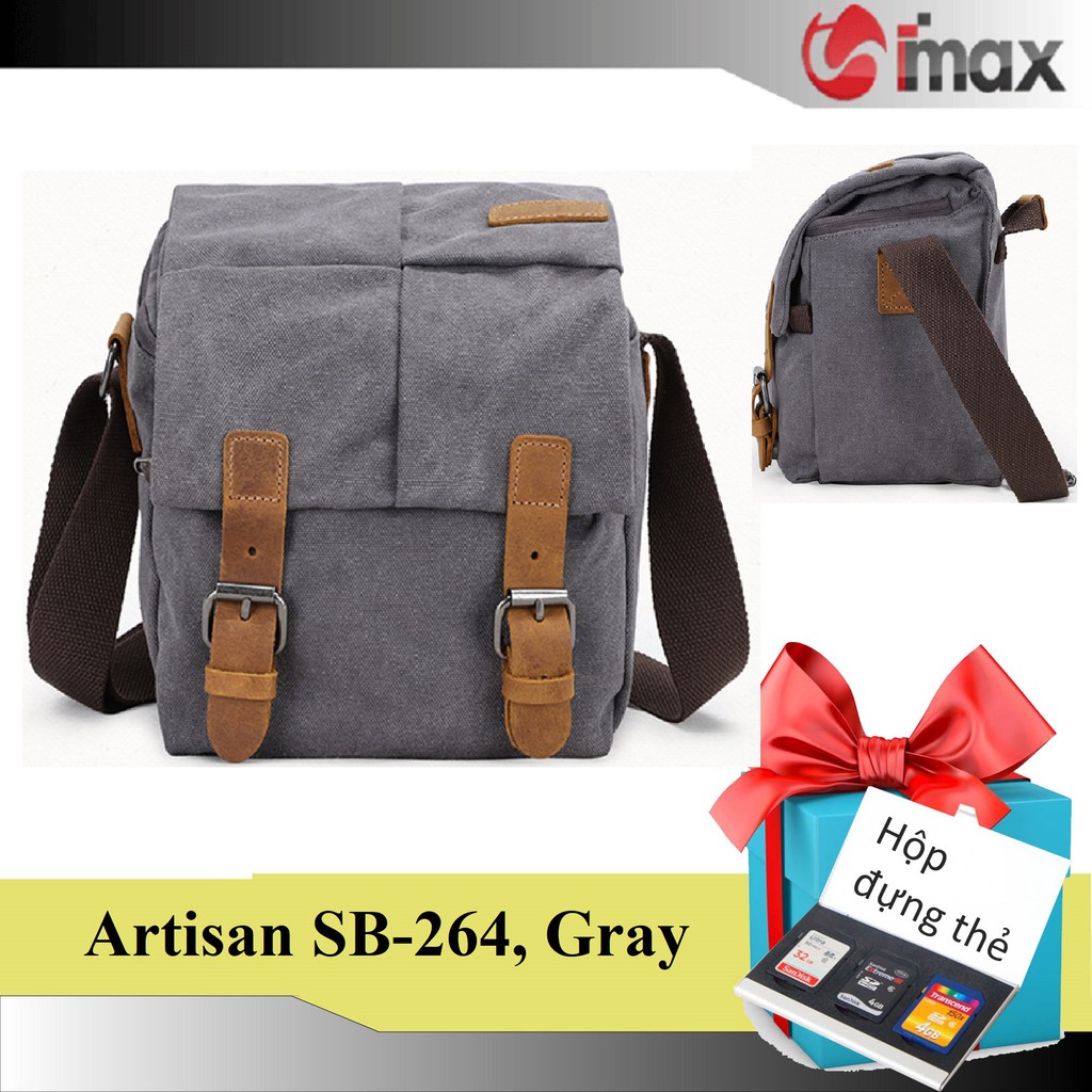 Túi máy ảnh đeo chéo Artisan SB-264, 3 màu, Tặng hộp đựng thẻ nhớ