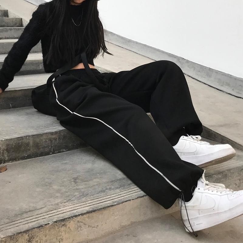 Quần jogger thun Unisex 1 sọc cạp chun form rộng unisex mặc được 2 kiểu PIGI STORE Mã 21