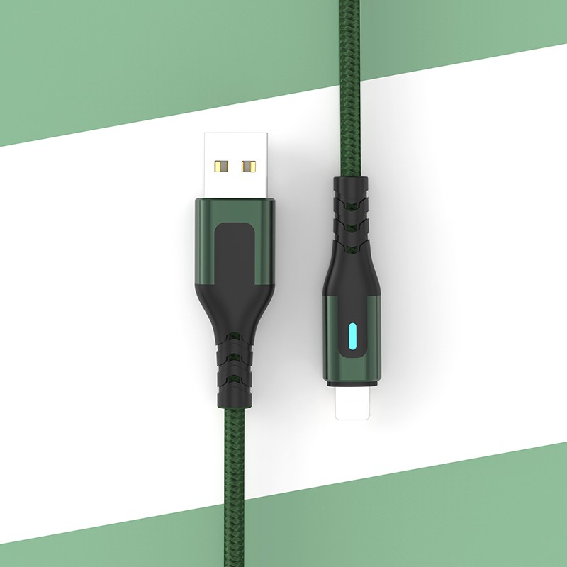 Dây Cáp sạc Iphone X61 dây sạc bọc dù có đèn led báo, tương thích củ sạc nhanh cho Ip 5/6/7/8/x/11/12 dài 1m