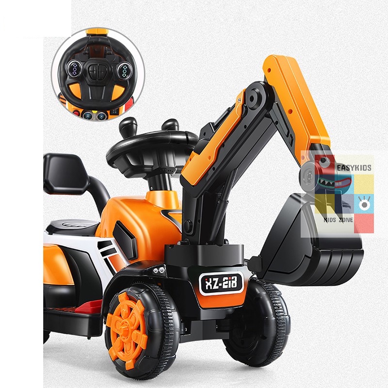 [Có sẵn] Xe cẩu điện cho bé cỡ lớn EASYKIDS có thể điều chỉnh cần múc phù hợp trẻ em 2 - 6 tuổi