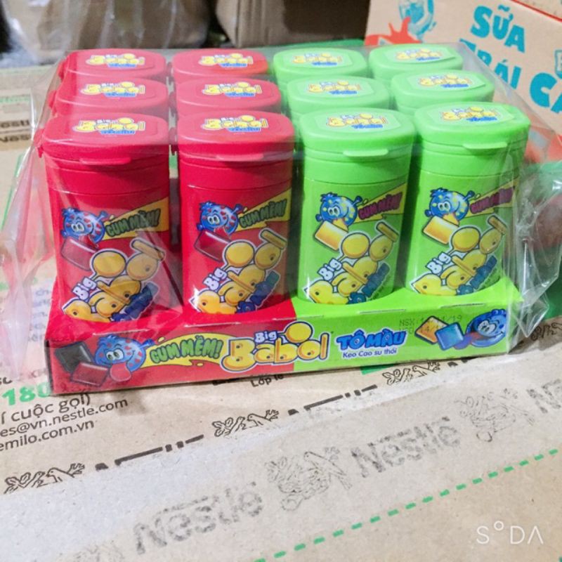 1 khay12 hộp kẹo cao su big babol nhiều màu
