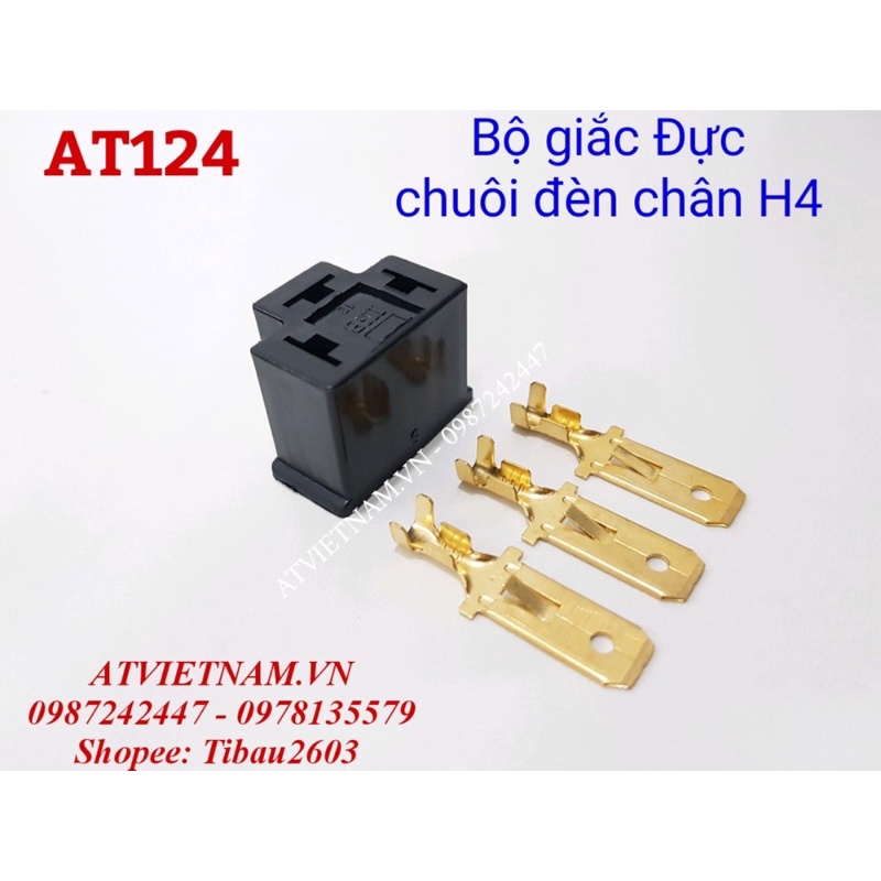 Bộ giắc cắm chuôi đèn 3P chân H4 đầu đực - AT122