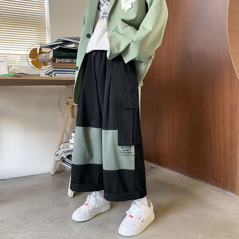 Quần Dài Dáng Rộng Phối Túi Lớn Thoải Mái Phong Cách Hip Hop Nhật Bản Cho Nam size M-3XL