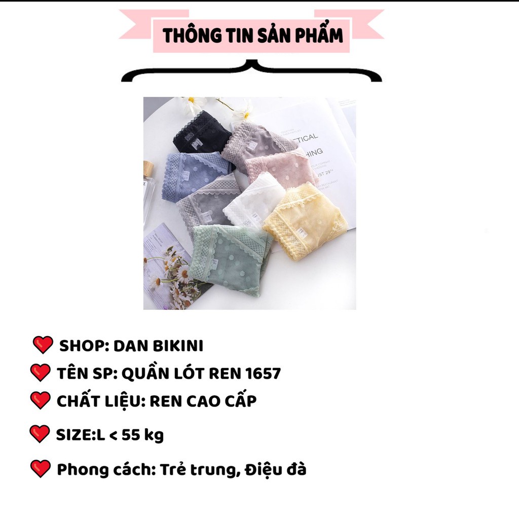 Quần Lót Nữ Ren Sexy thiết kế viền ren kẻ ô mềm mại quyến rũ mã 1657