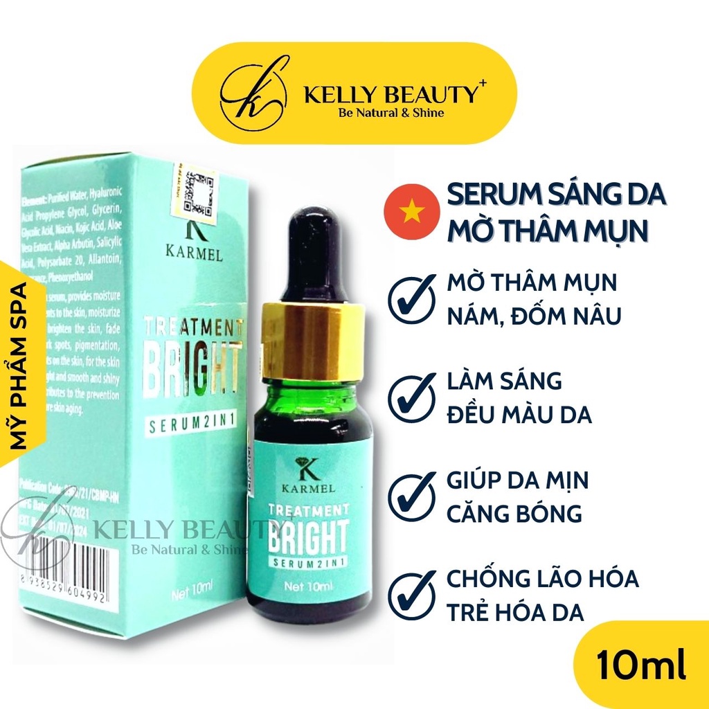 Serum Sáng Da KARMEL 10ml &amp; 50ml – Mờ Thâm Mụn, Nám, Đốm Nâu; Đều Màu Da; Giúp Da Mịn, Căng Bóng | Kelly Beauty