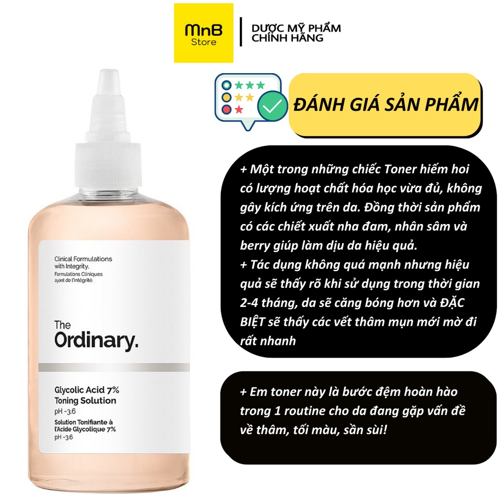 Toner The Ordinary Glycolic Acid 7% Toning Solution tẩy tế bào chết dịu nhẹ 240ml