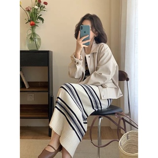 Váy len kẻ ngang big (3132) (ảnh tự chụp)