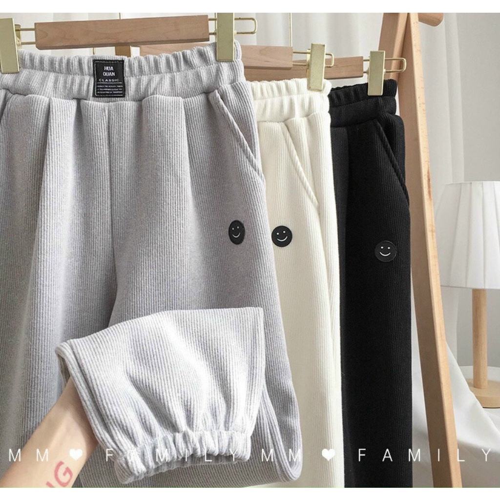 Quần Jogger Nữ - Quần Bomber Nữ Chất Len Tăm Dày Ống Rộng, Hình In Sắc Nét Mặc Thu Đông Bun_shop20